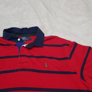 Vintage Polo Ralph Lauren Red Navy Blue Stripe Polo XL Classic Retro Y2K Casual